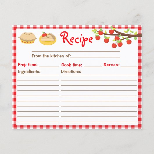 Apple Pie Recipe Red Gingham Recipe (Voorkant)