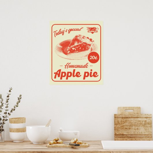 Apple Pie Retro Aesthetic Diner Promo Poster (Keuken)