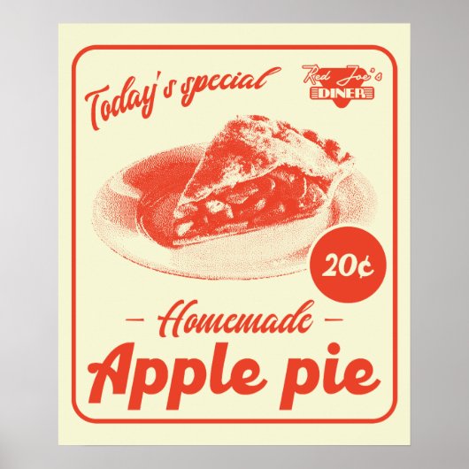 Apple Pie Retro Aesthetic Diner Promo Poster (Voorkant)
