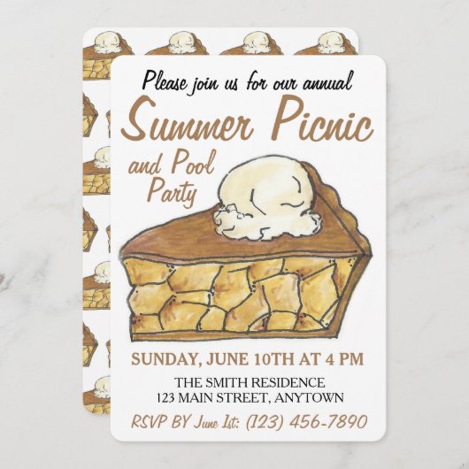 Apple Pie Slice a la Mode Ice Cream Dessert Picnic Kaart (Voorkant / Achterkant)