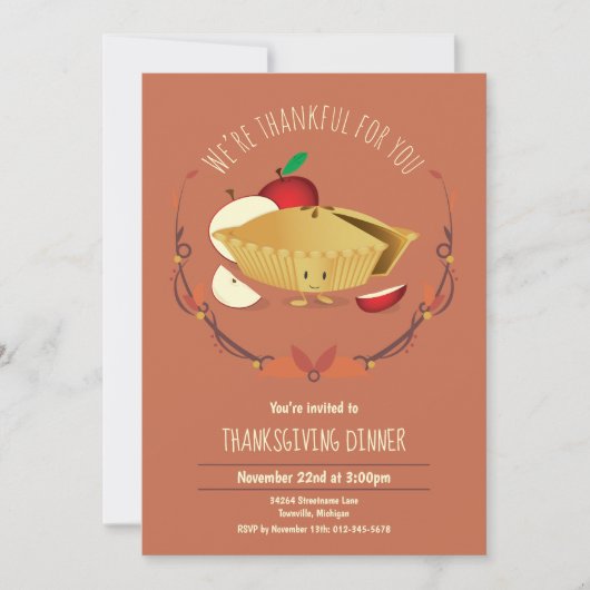 Apple Pie Thanksgiving Dinner Holiday Kaart (Voorkant)