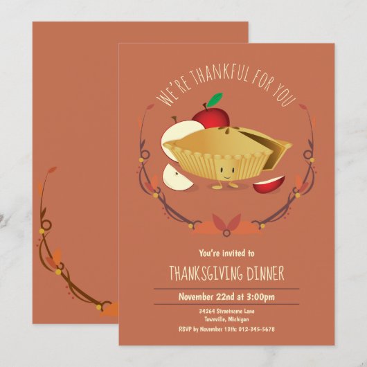 Apple Pie Thanksgiving Dinner Holiday Kaart (Voorkant / Achterkant)