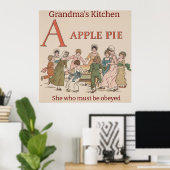 Apple Pie van Retro Childrens. bewerkbaar Poster (Thuiskantoor)