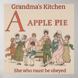 Apple Pie van Retro Childrens. bewerkbaar Poster