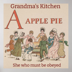 Apple Pie van Retro Childrens. bewerkbaar Poster