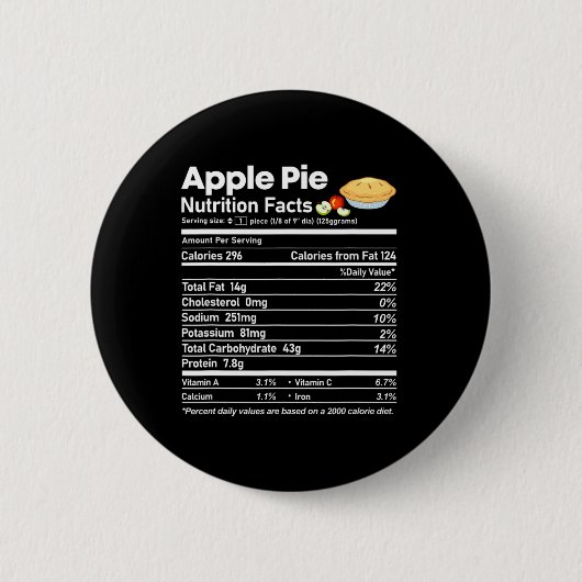 Apple Pie Voeding Feiten Leuke Thanksgiving Kerstm Ronde Button 5,7 Cm (Voorkant)