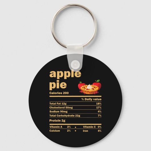 Apple Pie Voeding Feiten Leuke Thanksgiving Kerstm Sleutelhanger (Voorkant)