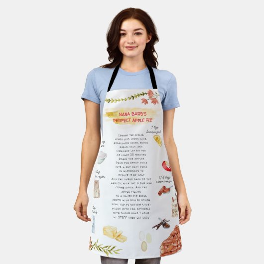 Apple Pie Waterverf Recipe Heirloom Apron Schort (Gedragen)