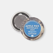 Apple Pies Blauwe Plaque Magneet (Voorkant / Achterkant)