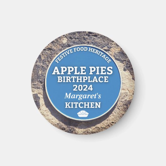 Apple Pies Blauwe Plaque Magneet (Voorkant)