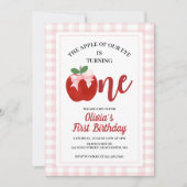 Apple Pink Bow preppy Coquette 1e verjaardag Kaart (Voorkant)