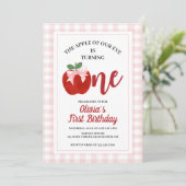 Apple Pink Bow preppy Coquette 1e verjaardag Kaart (Staand voorkant)