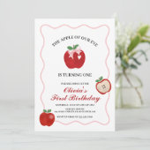 Apple Pink Bow preppy Coquette 1e verjaardag Kaart (Staand voorkant)