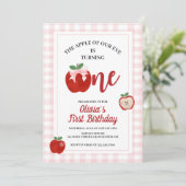 Apple Pink Bow preppy Coquette 1e verjaardag Kaart (Staand voorkant)