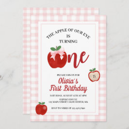 Apple Pink Bow preppy Coquette 1e verjaardag Kaart