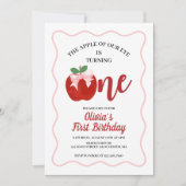 Apple Pink Bow preppy Coquette 1e verjaardag Kaart (Voorkant)