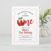 Apple Pink Bow preppy Coquette 1e verjaardag Kaart (Staand voorkant)