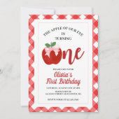 Apple Pink Bow preppy Coquette 1e verjaardag Kaart (Voorkant)