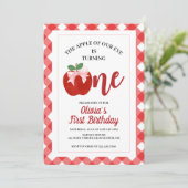 Apple Pink Bow preppy Coquette 1e verjaardag Kaart (Staand voorkant)