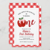 Apple Pink Bow preppy Coquette 1e verjaardag Kaart (Voorkant / Achterkant)