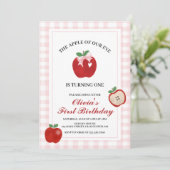 Apple Pink Bow preppy Coquette 1e verjaardag Kaart (Staand voorkant)