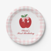 Apple Pink Bow preppy Coquette 1e verjaardag Papieren Bordje (Voorkant)