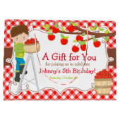 Apple plukken brunette jongen verjaardagsfeest groot cadeauzakje (Achterkant)