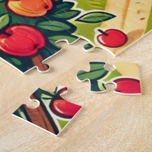 Apple plukt op het boerderij legpuzzel (Zijkant)