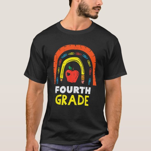 Apple Rainbow 4e graad Eerste Dag School Te T-shirt (Voorkant)