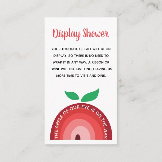 Apple Rainbow, Baby shower Display Shower Informatiekaartje (Voorkant)