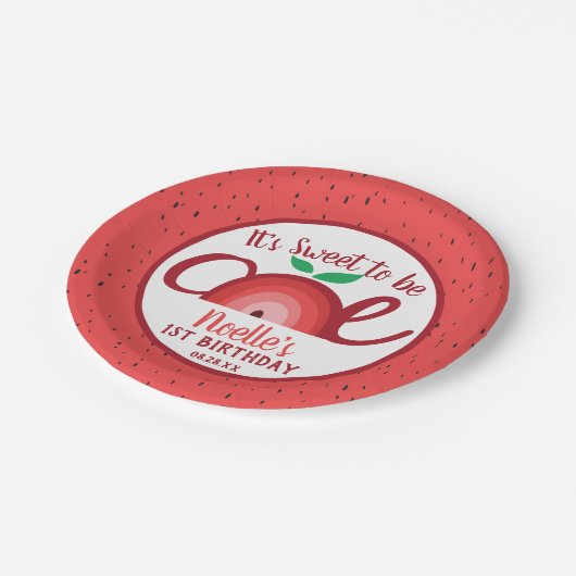Apple Rainbow, Sweet om één, 1e verjaardag te zijn Papieren Bordje (Gekanteld)