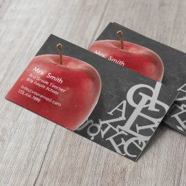 Apple & Random Alphabets Chalkboard School Teacher Visitekaartje