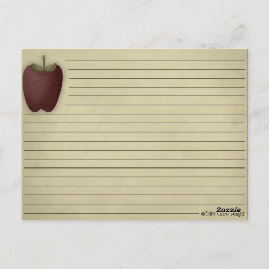 Apple Recipe Card Briefkaart (Achterkant)