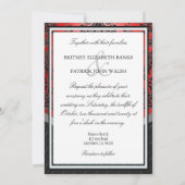 Apple Red & Black Damask Wedding Invitations Kaart (Achterkant)