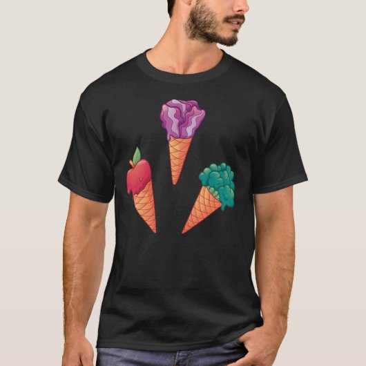 Apple red cabbage and broccoli veggie Ice crème fa T-shirt (Voorkant)