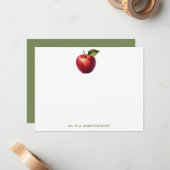 Apple Red en Green Teacher Personal Notitiekaartje (Voorkant / Achterkant in situ)