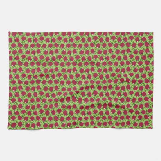 Apple Red Fruit Illustration Pattern Kitchen Towel Theedoek (Horizontaal)