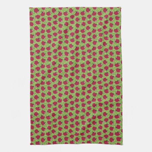 Apple Red Fruit Illustration Pattern Kitchen Towel Theedoek (Verticaal)
