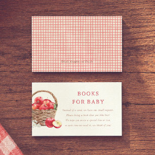 Apple Red Gingham Baby Shower Boeken Voor Baby Informatiekaartje