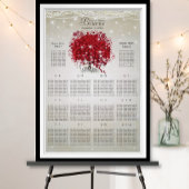 Apple Red Heart Leaf Tree Seating Chart Poster