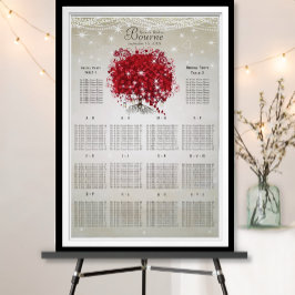 Apple Red Heart Leaf Tree Seating Chart Poster