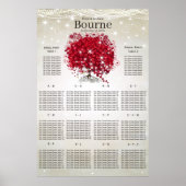 Apple Red Heart Leaf Tree Seating Chart Poster (Voorkant)