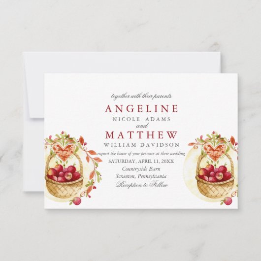 Apple Red Heart Leaf Tree Weddenschap Kaart (Voorkant)