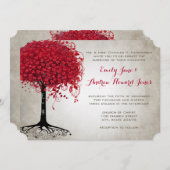 Apple Red Heart Leaf Tree Weddenschap Kaart (Voorkant / Achterkant)