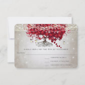 Apple Red Heart Leaf Wedding RSVP (Voorkant)