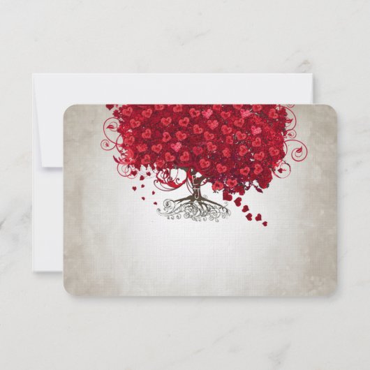 Apple Red Heart Leaf Wedding RSVP (Achterkant)