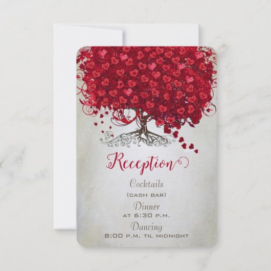 Apple Red Heart Leaf Wedding RSVP (Achterkant)