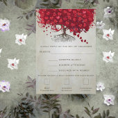 Apple Red Heart Leaf Wedding RSVP