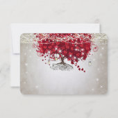 Apple Red Heart Leaf Wedding RSVP Kaartje (Achterkant)