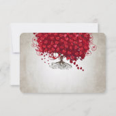 Apple Red Heart Leaf Wedding RSVP Kaartje (Achterkant)
